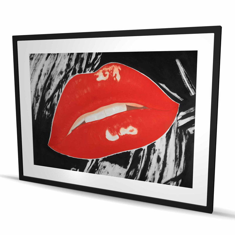 Baiser de lèvres lustrées, impression Pop Art rétro | Décoration intérieure