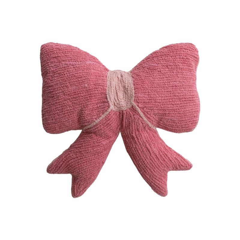 Woven Cotton Chenille Bow Shaped Decorative Pillow