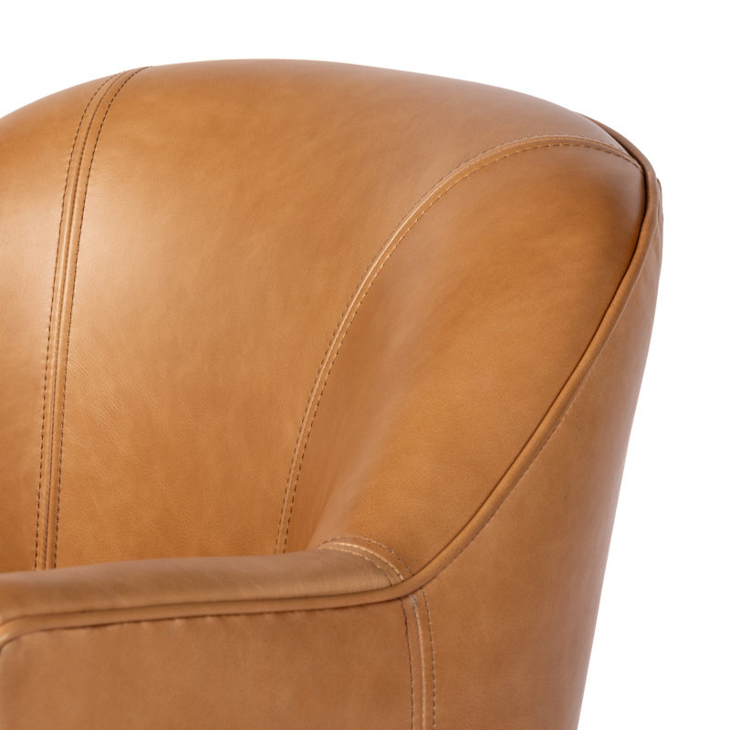 Aurora 26" Wide Swivel Armchair, Sonoma Butterscotch Genuine Leather