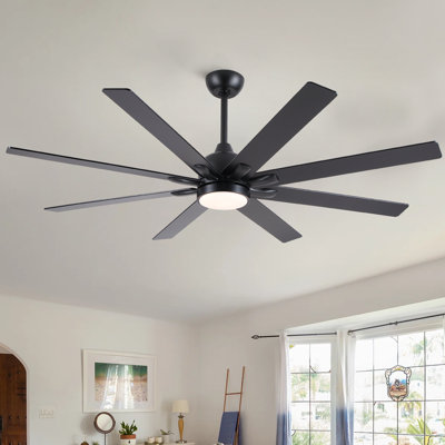 Grand ventilateur de plafond noir de 62 pouces avec lumière, ventilateur à DEL 3CCT à intensité variable moderne et ventilateur réversible à 6 vitesses avec télécommande pour le salon, le garage et le restaurant.