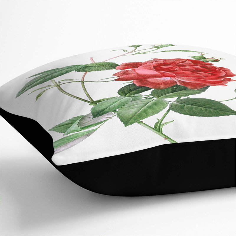 Floral Square Throw Cushion, 40cm H x 40cm W x 15cm D, Black
