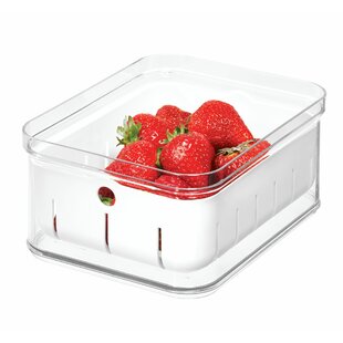 HOME-X Deli Meat Keeper, Food Storage Container with Lid, Fridge Organizer  Container, 6 ¼  L x 6 ½  W x 1 ¼  H, Red