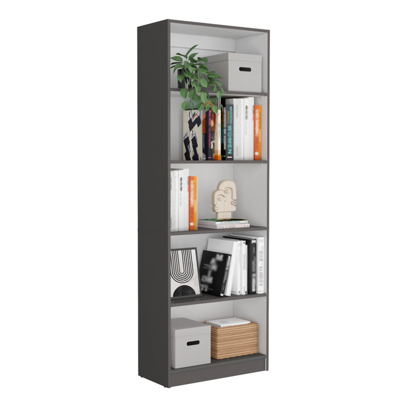 Bibliothèque Bkhome, H 71,1 po x l 67 po x P 11,7 po, 3, Blanc / Gris