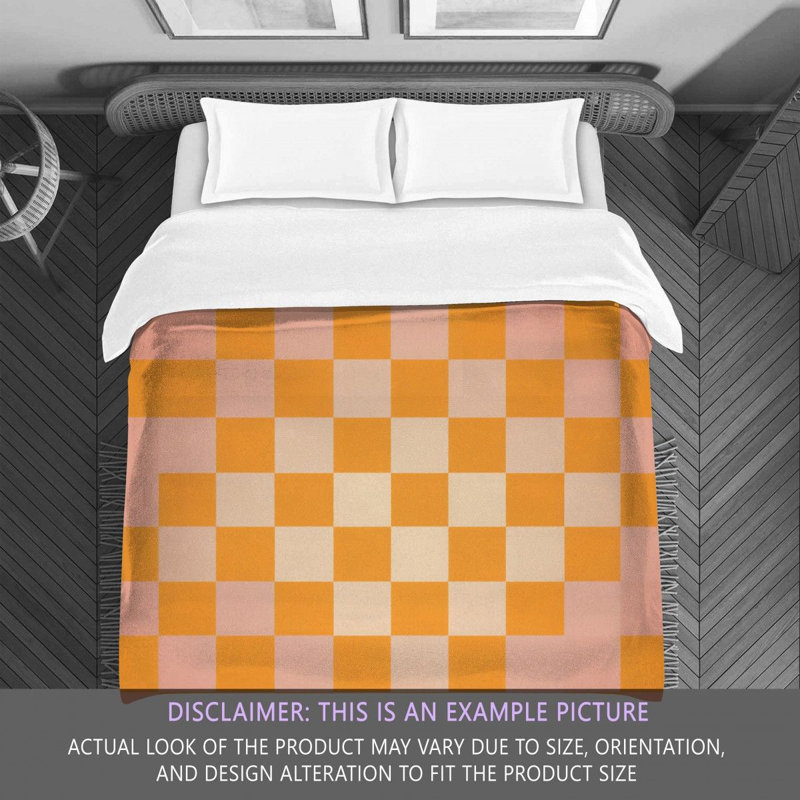 Machine Printed Comforter, Twin Comforter, Orange/Pink Checkered