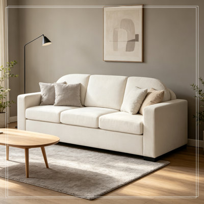 Upholstered 3-Seater Sofa with Curved Backrest