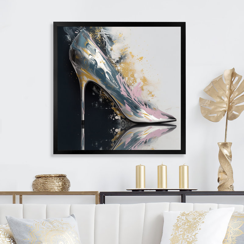 Rose High Heel Enchantment II - imprimé, Impression noire sur toile encadrée, H 16 po x l 16 po x P 1 po