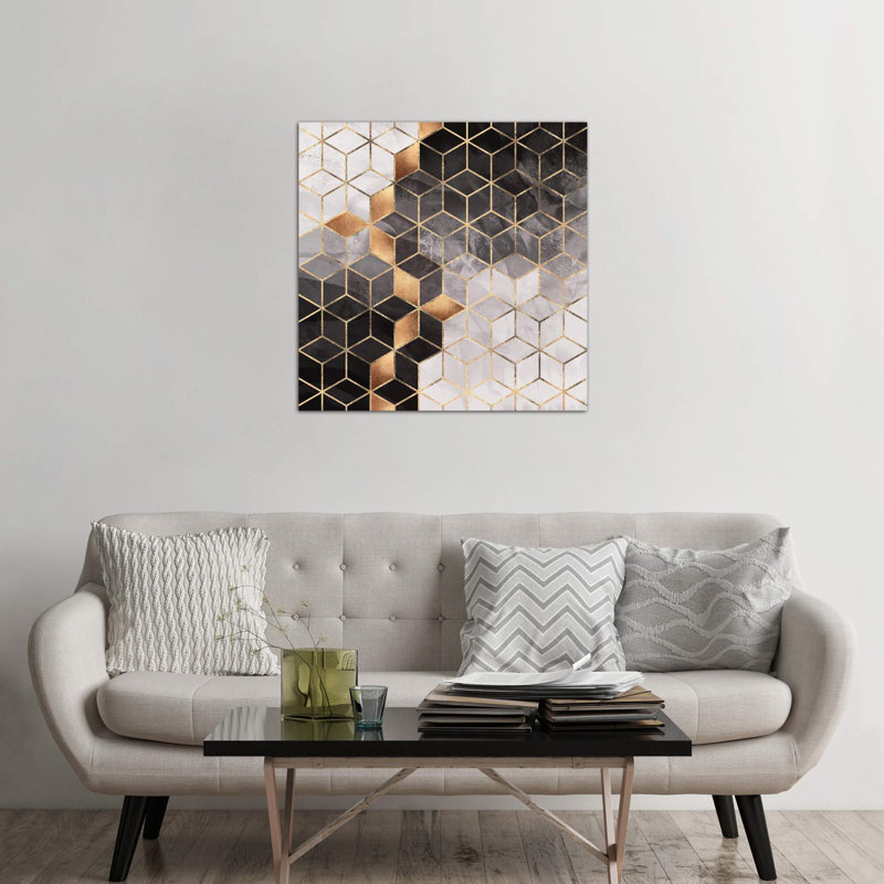 Smoky Cubes II by Elisabeth Fredriksson - Print on Canvas, 93.98 cm H x 93.98 cm W, White Framed