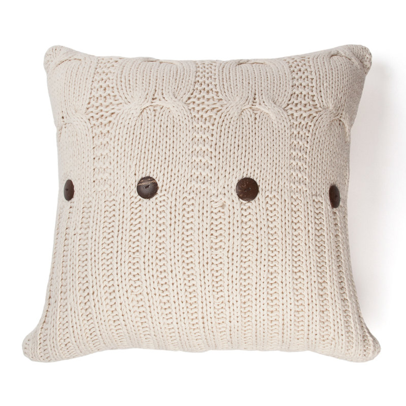 Wildomar Buttons Cotton Pillow Cover, Natural, 20"H x 20" W