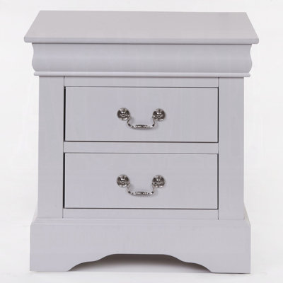 Classic White Finish 2-Drawer Nightstand Bedroom Furniture