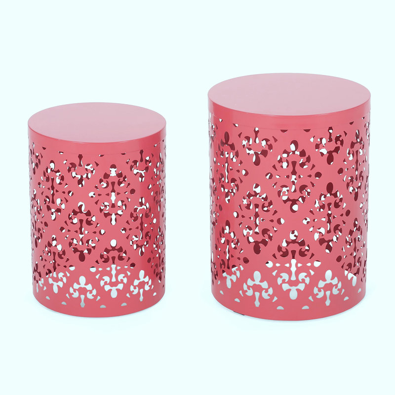 Table d'appoint à structure en métal, table d'appoint, extérieur, Corail