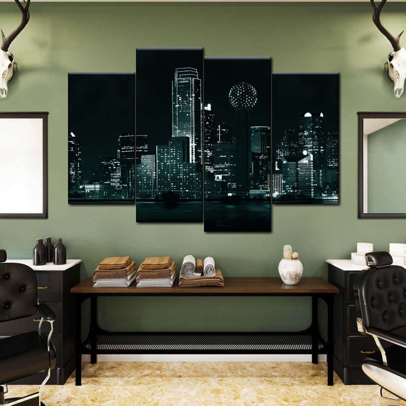 «Skyscraper Dallas», impression sur toile 4 pièces, H 22 po x l 36 po x P 1 po