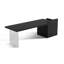 Bureau rectangulaire en bois manufacturé noir + acrylique avec 3 tiroirs-503563508-503563511