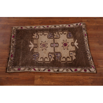 Brown Geometric Anatolian Turkish Accent Rug 2x3
