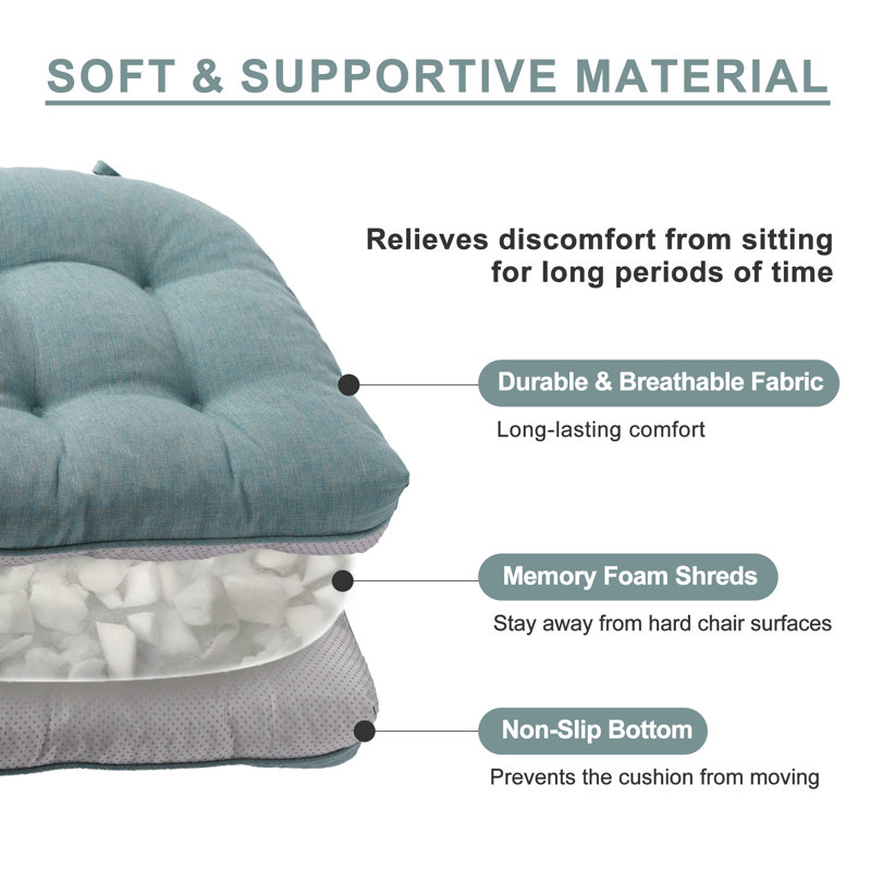 Chair Cushions For Dining Chairs,  Indoor/Outdoor Waterproof Chair Seat Pads, 15.5"X15.5"X4", 2, Grayish Blue