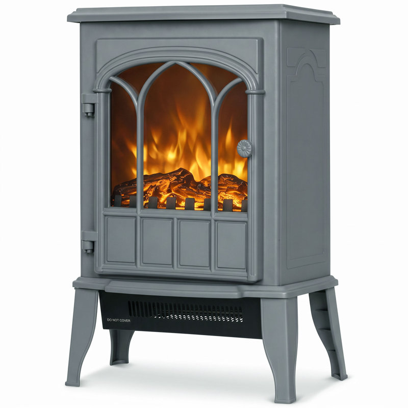 HOMCOM 39 cm W Grey Electric Stove