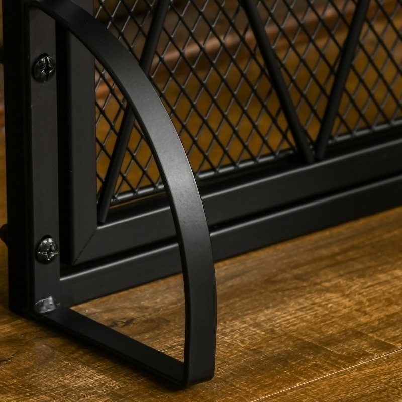 Pare-étincelles pliable à 3 panneaux, 47,3 po x 31 po, acier noir avec portes doubles, pare-étincelles pour la combustion du bois, empêche les étincelles d'atteindre les abords, écran facile à ranger à charnières robustes