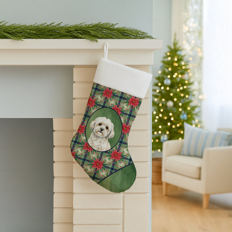 Chaussette de Noël blanche Lhasa Apso