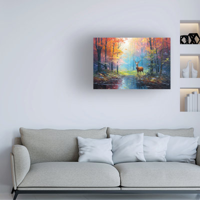 Wrapped Canvas Wall Art - Imagine It Images 'Whitetail Deer in the Forest' Wall Art for Living Room, Bedroom, or Office Décor  - 22x32