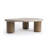 Marbello Coffee Table with Travertine Effect Concrete Top and Faux Wood Legs Indoor Outdoor Modern Design