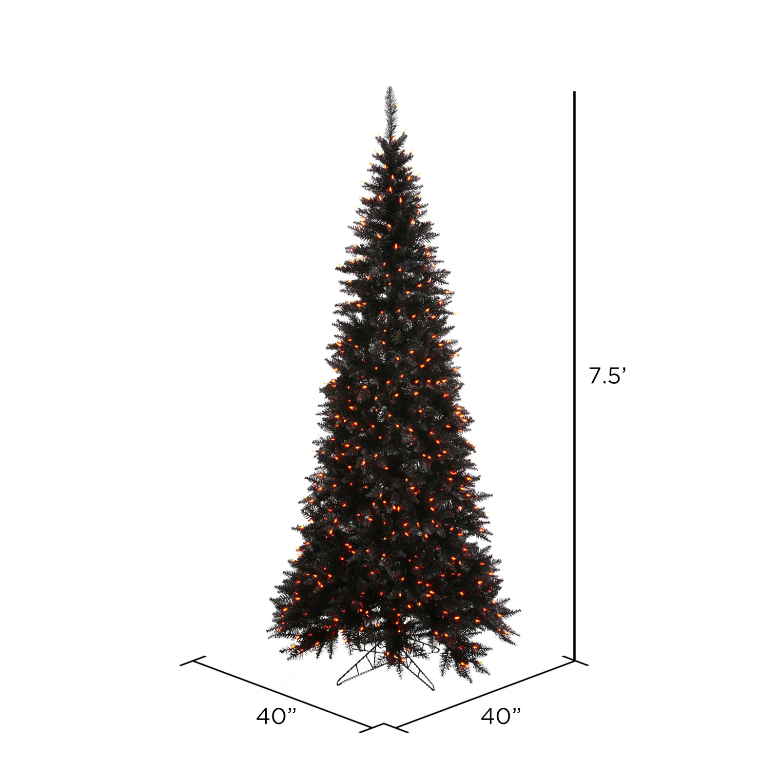 Black Fir Flocked Pre-Lit Christmas Tree, 7.5' H x 40" W