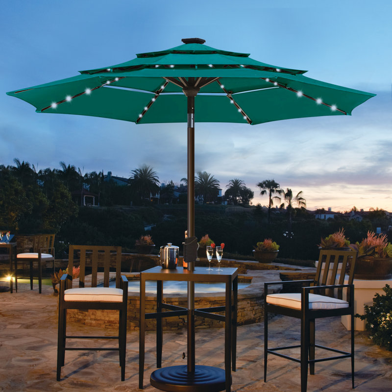 Parasol lumineux 9 pi Keensburg, Sarcelle