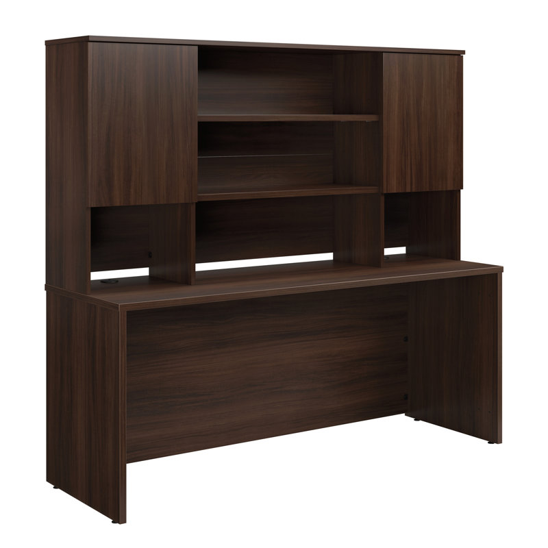 Bureau 72 po x 24 po avec rehausse, finition brune