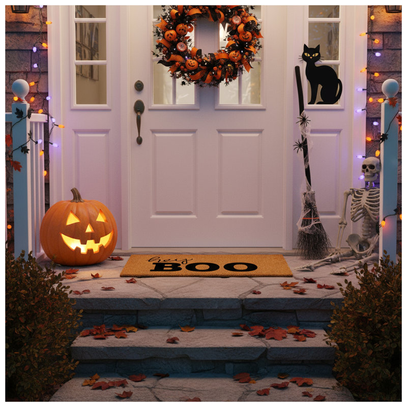 Tapis de porte intérieur et extérieur Hey Boo, L 17 po x L 29 po