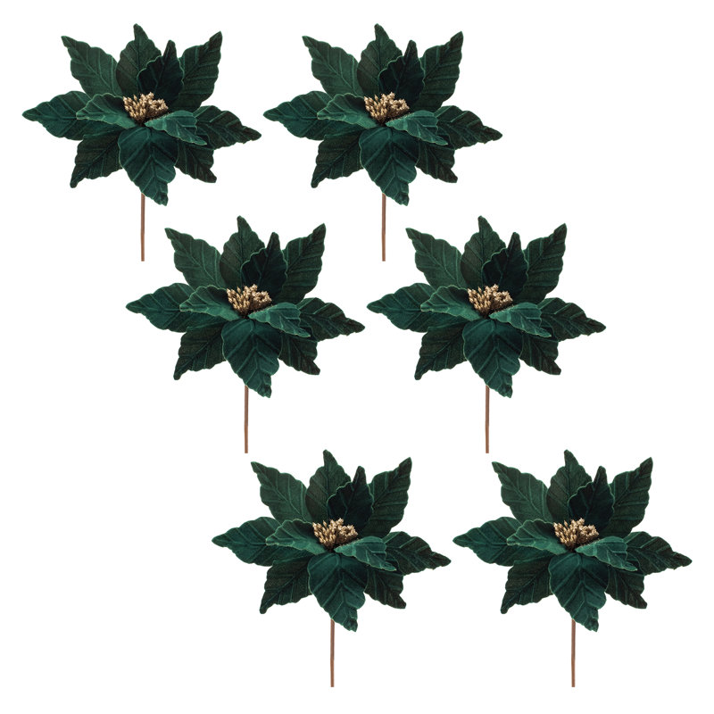 Tige de poinsettia vert forêt (ensemble de 6)