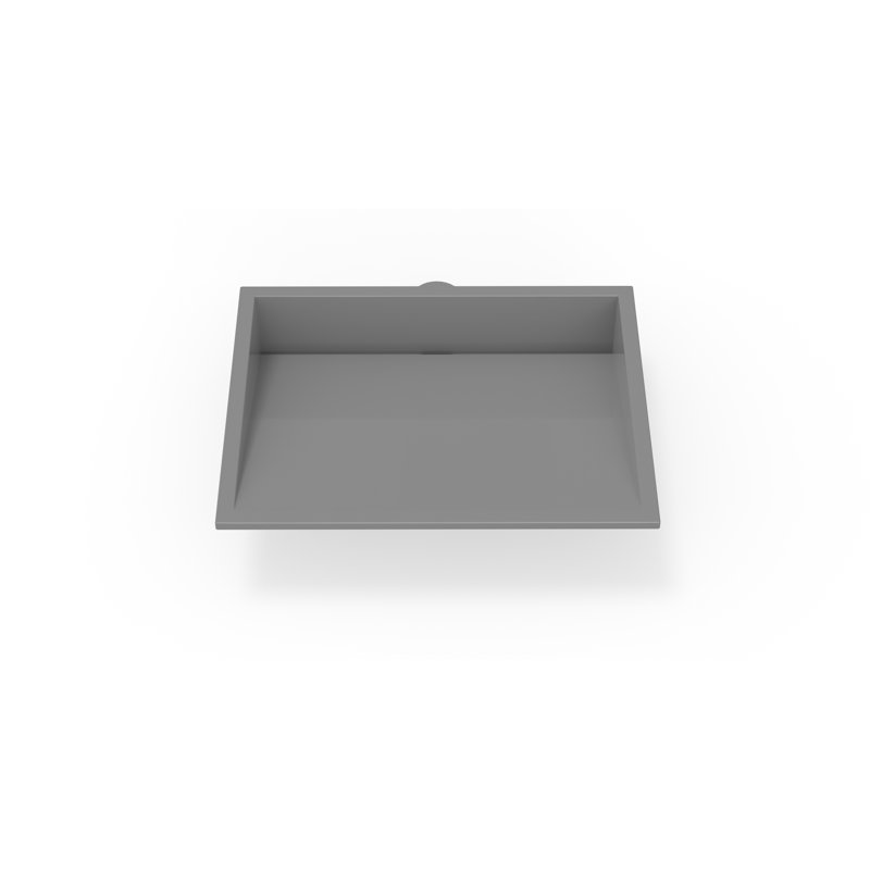 Lavabo de salle de bain encastré en pierre 19,7 po x 16,5 po Badeloft UB-04-M-GGRY, Gris brillant