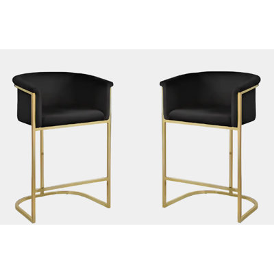 Upholstered Counter Stool with Metal Frame