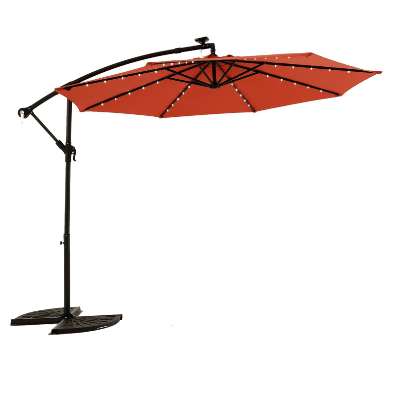 Solar LED Offset Hanging Market Patio Umbrella (Without Base), Orange