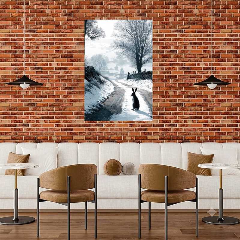 Hare on Snowy Road, H 48 po x l 32 po