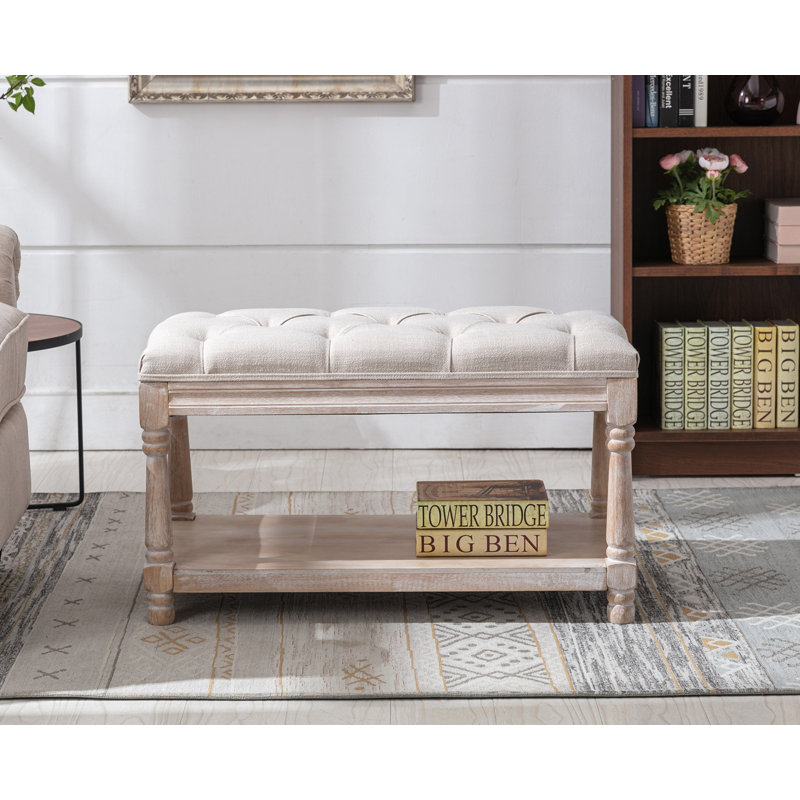 Banc de rangement rembourré Eirwyn, Beige