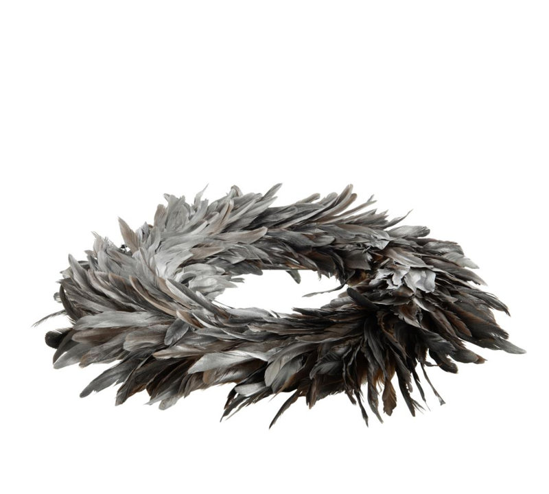 Faux Feather 55cm Wreath, Silver