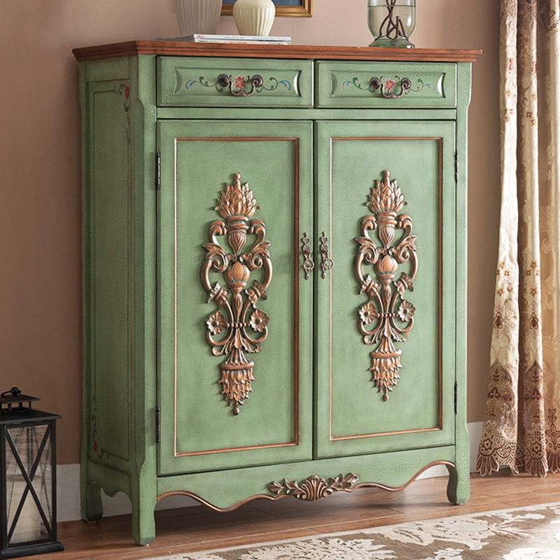 Armoire de rangement pour chaussures American Vintage, Vert