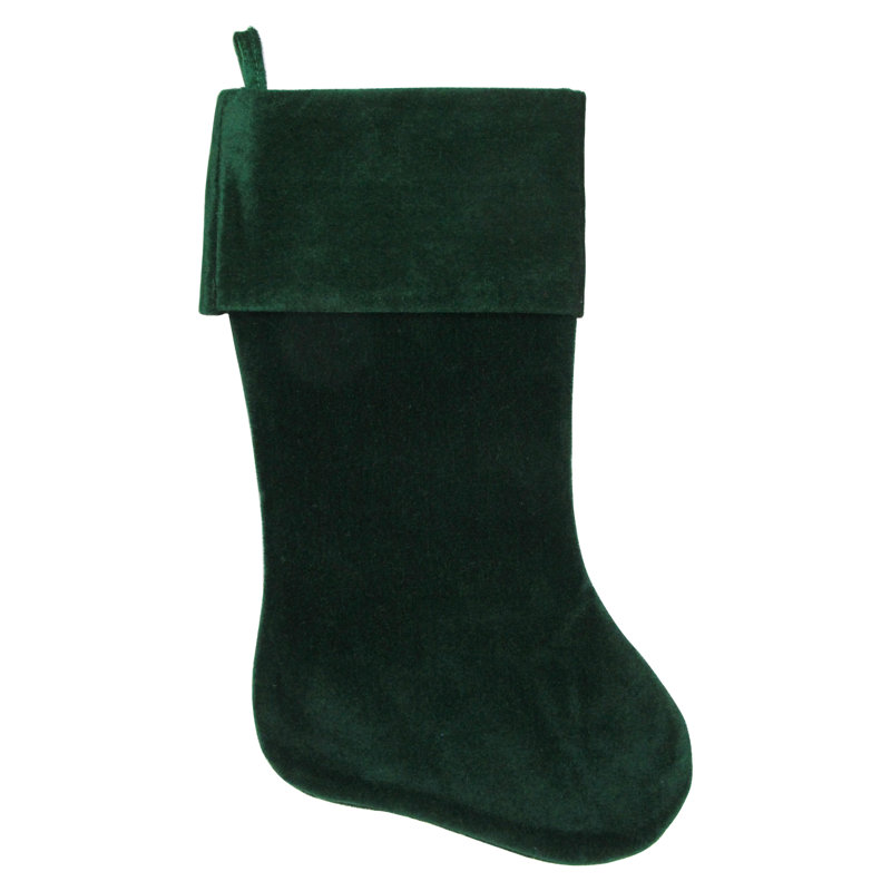 Traditional Green Velvet Christmas Stocking, 19 Inches