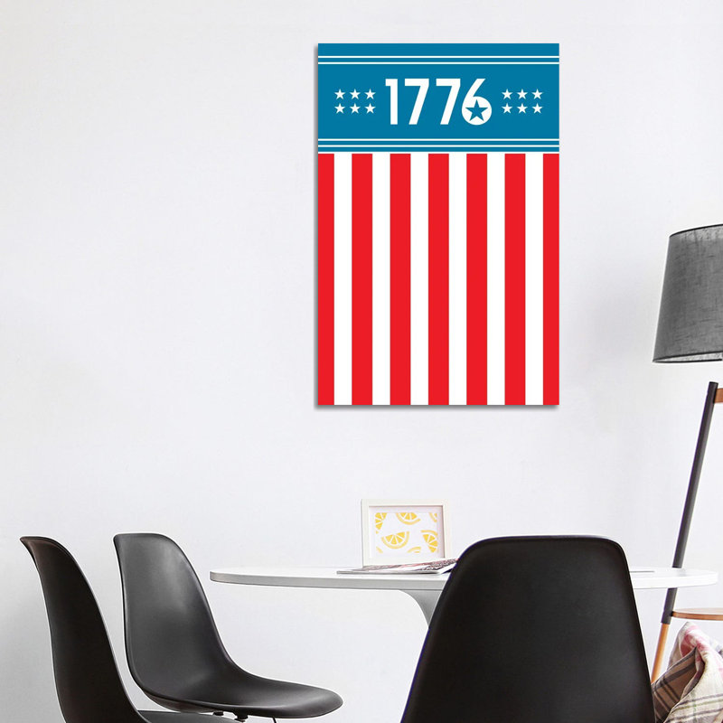 1776 - America - Reproduction d'art graphique sur toile tendue, H 12 po x l 8 po x P 0,75 po