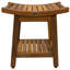 Banc de douche en teck EcoDecors 18 po, siège de salle de bain en bois de teck imperméable avec tablette, capacité de 300 lb, pieds antidérapants, ajustement compact pour les petites salles de bain
