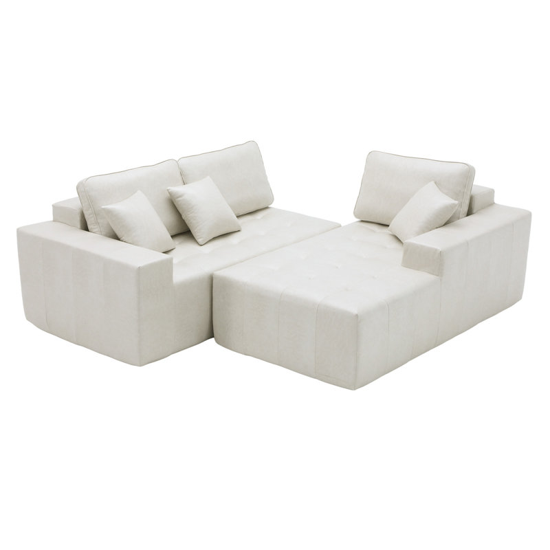 Canapé-lit modulaire à compression en L en similicuir pour maison moderne