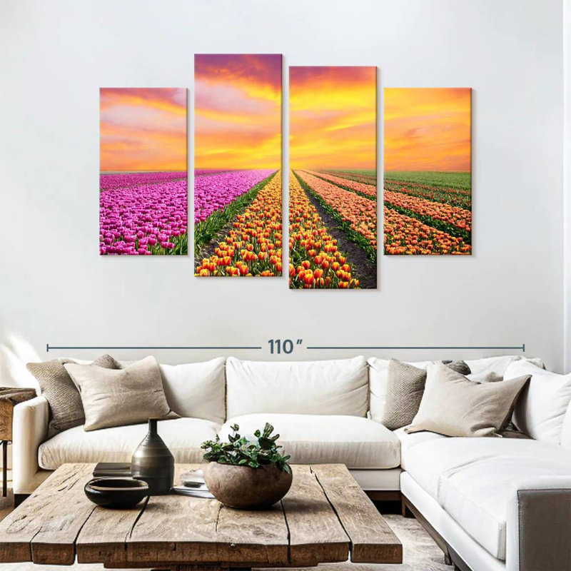 Alvord Vibrant Spring Tulip Rows, 54"H x 84"W