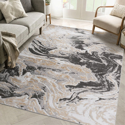Tapis de salle à manger à motif de chambre à coucher à usage unique gris et abstrait Collection