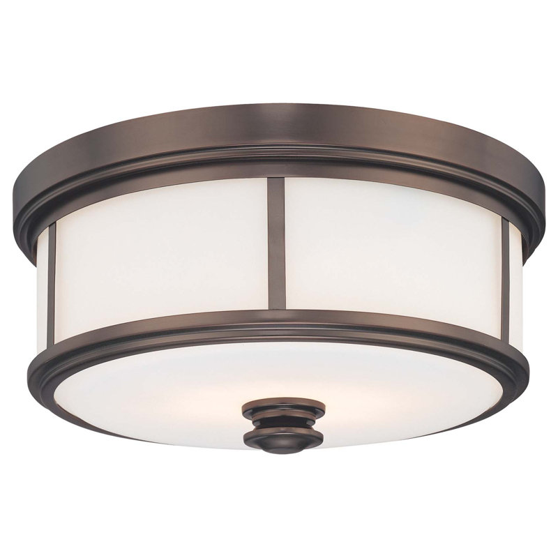 Wilcher Glass Flush Mount, 7" H x 20" W x 20" D, Harvard Court Bronze