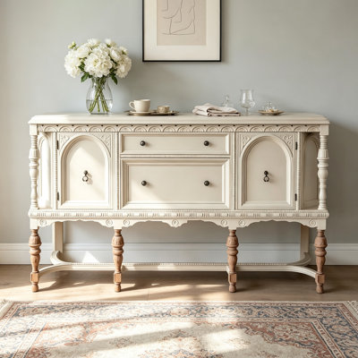 French-style vintage carved wooden sideboard