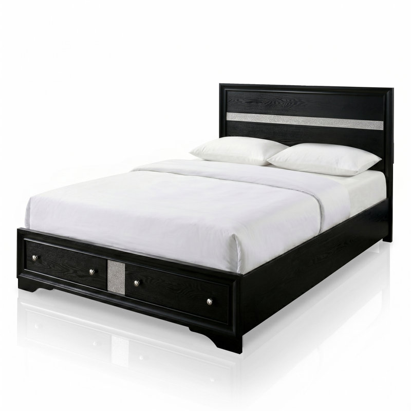 Sana Solid Wood Platform Bed, Queen, Black