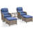 Deb 5-Piece Outdoor Conversation Set with Wicker Swivel Rocking Chairs, Ottomans & Side Table-1811363669