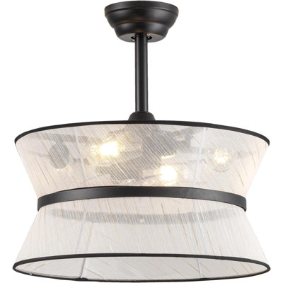 20" Flower Ceiling Fans With Lights And Remote,Boho Chandelier Fan With 6 Speeds,Black Fandelier For Bedroom,Dining Room,Nursery(Timing,Adjustable Height,4-Light)