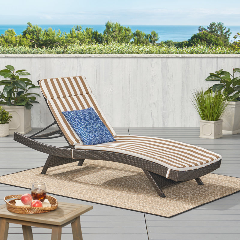 Ensemble de chaises longues inclinables 79,25 po avec coussin, Brun / blanc, Brown, 2