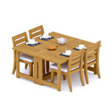 8 Seats 9 Pcs Grade-A Teak Wood Dining Set: 60" Square Rectangle Butterfly Table And 8 Atnas  Armless Chairs #11AT1400