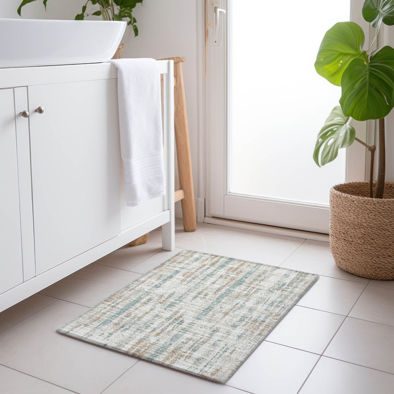 Premium Machine Washable Tiream Ivory Rug, Rectangle 1'8" x 2'6"