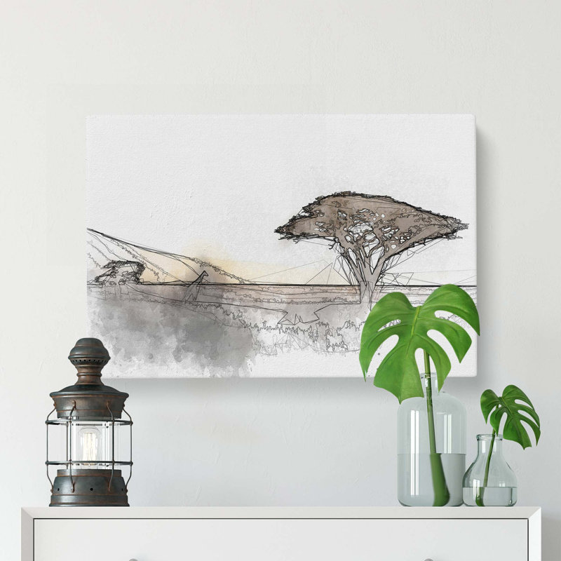 Giraffe in Tanzania in Abstract - Wrapped Canvas, 35cm H x 50cm W x 3cm D